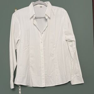 White Button Up Long Sleeve Blouse